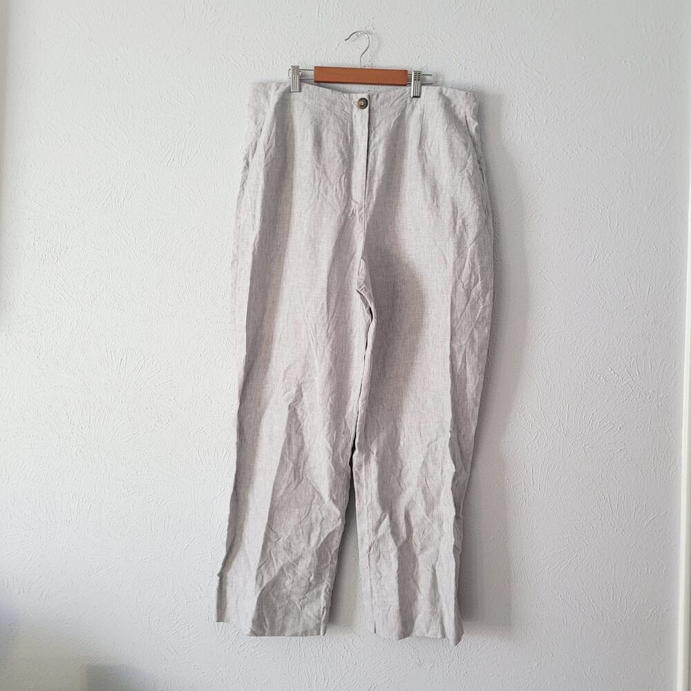 Boden Women's Eldon Linen Wide Leg Trousers  in Gray Minimalist  Look size 14
